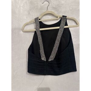 Alice and Olivia open back top size 10 black with crystal straps
